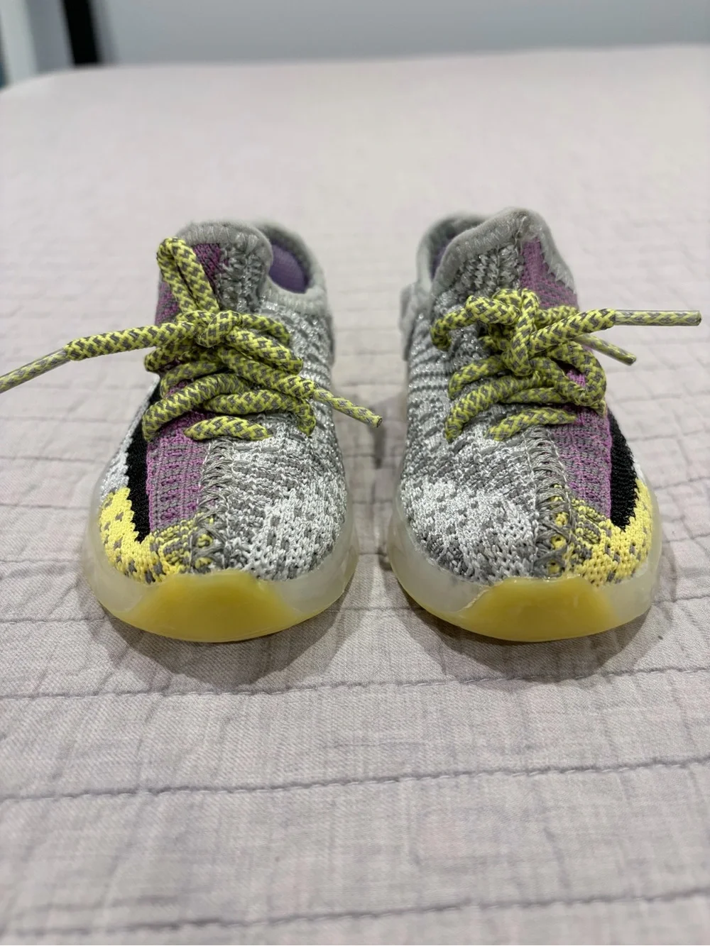 Toddler Knit Athletic Shoes - Gray, Purple & Yellow size 6